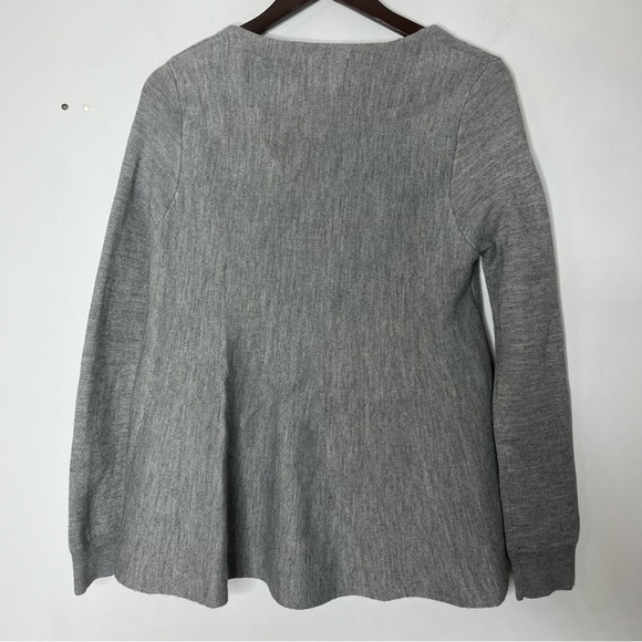 Atelier Camille Anthropologie Size Small Sweater Wool Swing Grey V-Neck Pink - Picture 2 of 7